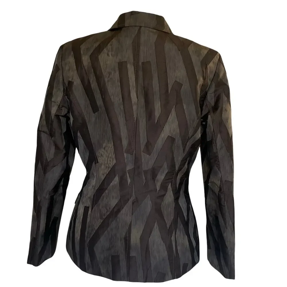 Basler Blazer with Wide Belt in Brown Artistic Pattern Size 6 US - Picture 14 of 14